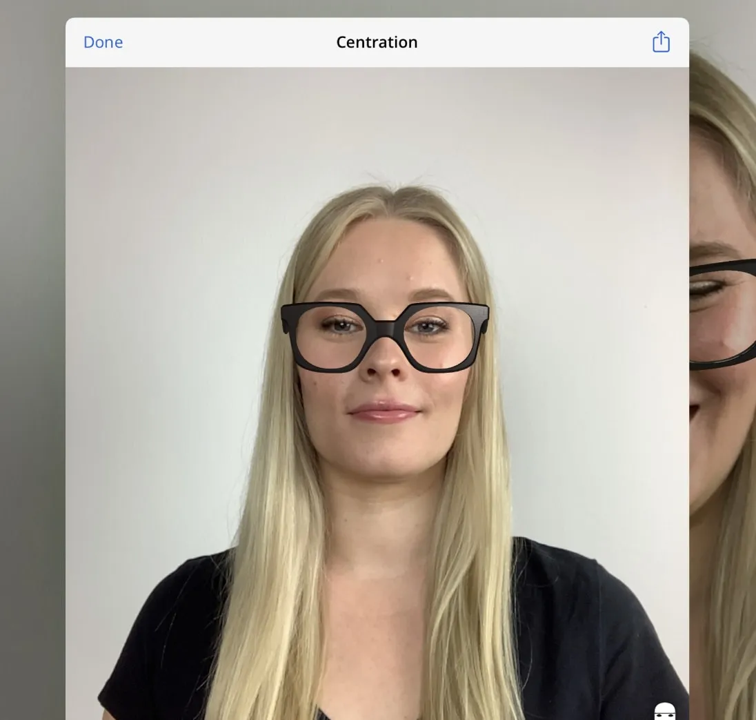 Centration measurement in the app