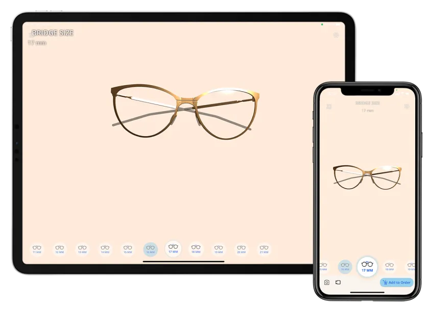 Frame configurator on a tablet and phone