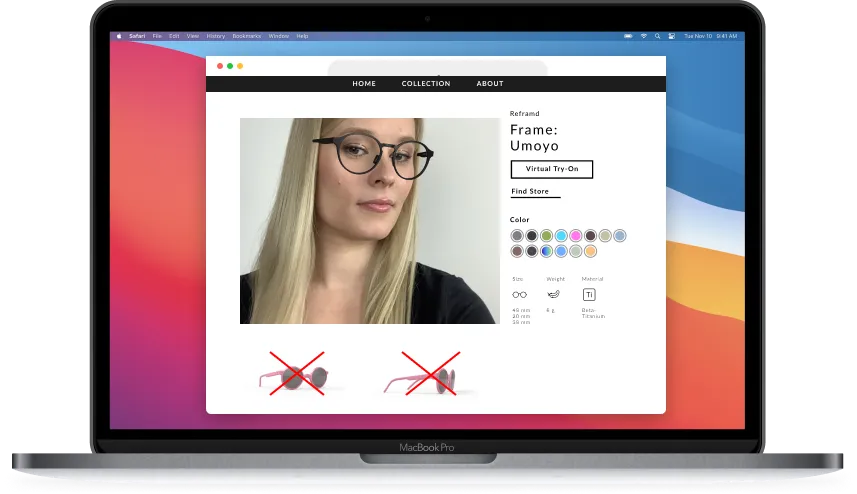 Try-on on a laptop