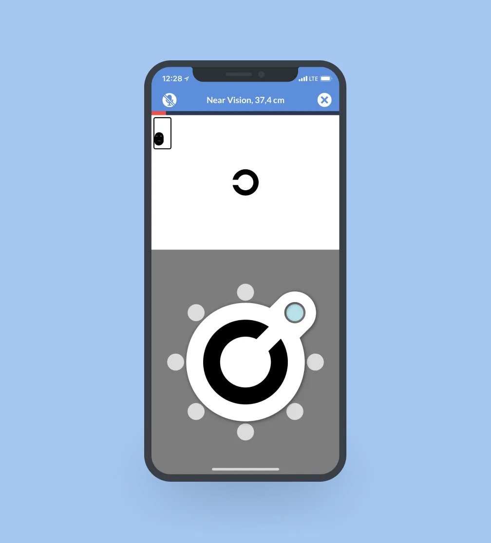 Near vision test in the app