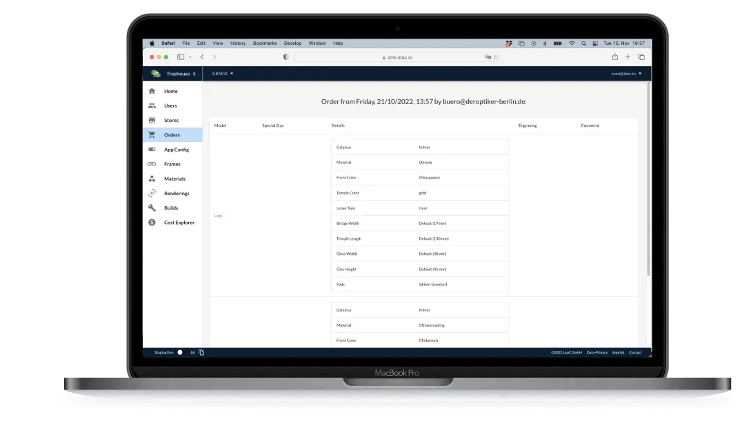 Order notification in the CMS